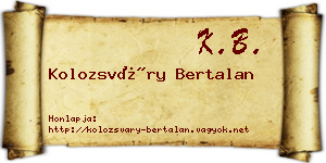 Kolozsváry Bertalan névjegykártya