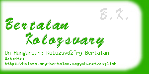 bertalan kolozsvary business card